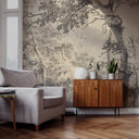 Monochrome woodland mural, Sepia pastoral mural M42