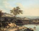 Johann Christian Vollerdt 'An extensive river landscape with a family vintage wall mural M91